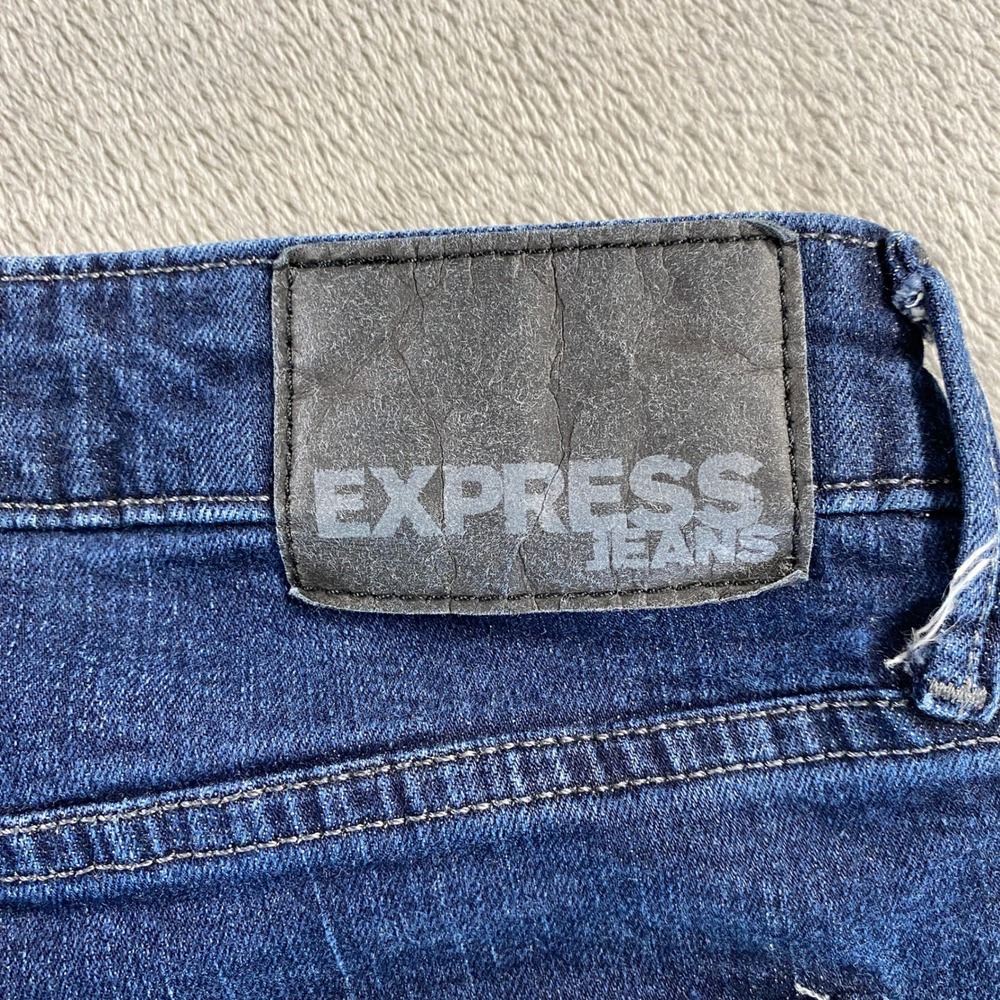 Express Jeans Mens 36x34 Blue Classic Straight Denim Pants Dark Wash Everyday - Picture 10 of 13